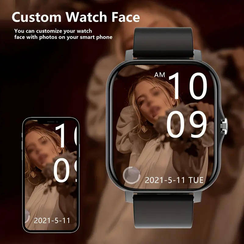 Pink 1.81" Smart Watch, High Definition Touchscreen, Vibrate, Audio, Bluetooth, Heart sensor