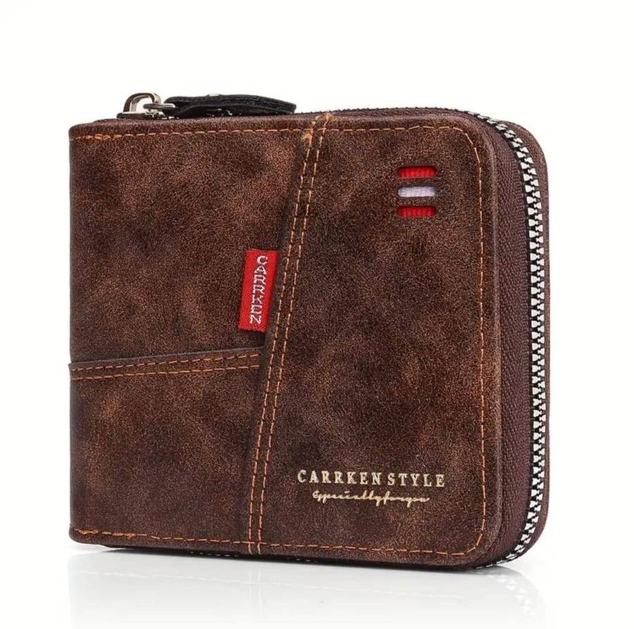 BRAND NEW! Carrken Style Leather Men's Wallet - Coffee Brown Color
