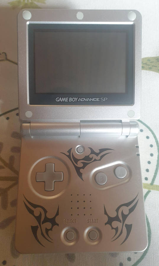 Gameboy Advance SP AGS 001 TRIBAL Silver COMBO