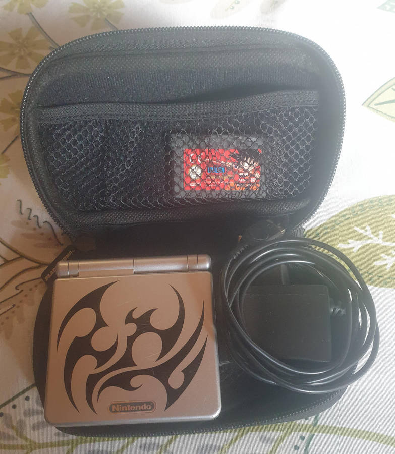 Gameboy Advance SP AGS 001 TRIBAL Silver COMBO