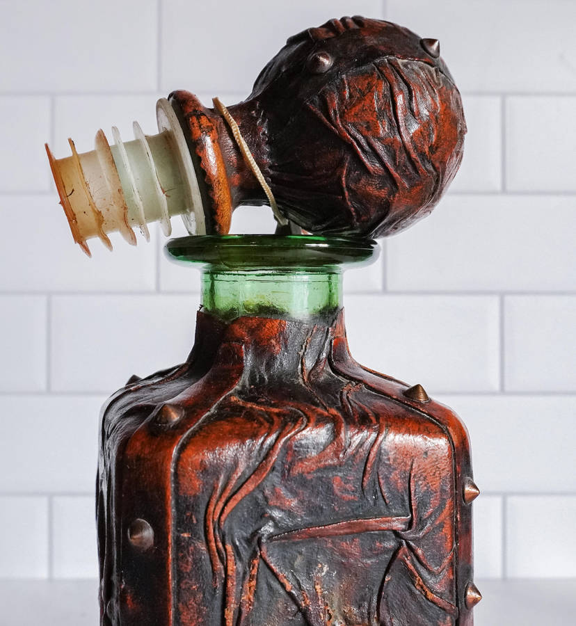 Vintage Italian "Vera Pelle" Leather-Wrapped Decorative Decanter (Unique Bar Collectible)