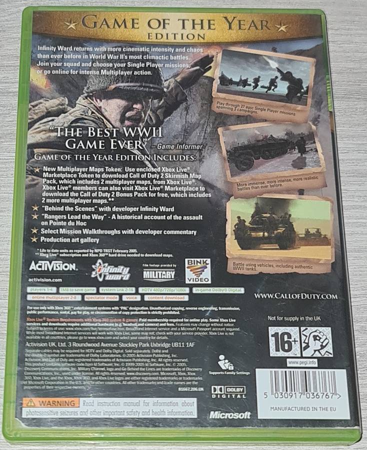 Call Of Duty 2 Game Of The Year - XBOX 360