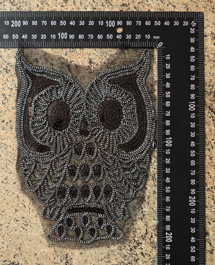 Black & Silver Owl - Sewing Craft Applique Embellishment