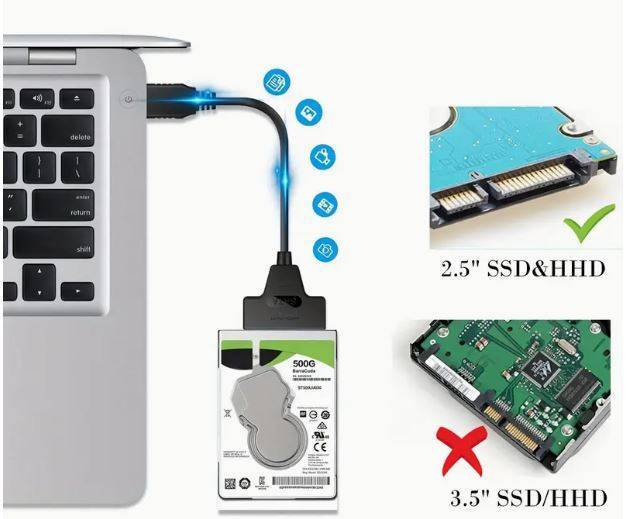 High-Speed USB 3.0 to SATA III Adapter Cable for 2.5inch HDD/SSD