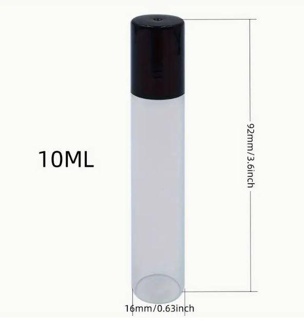 50pcs Round Glass Roller Bottles 10ml. Empty.