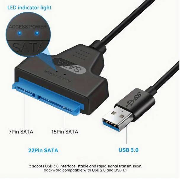 High-Speed USB 3.0 to SATA III Adapter Cable for 2.5inch HDD/SSD