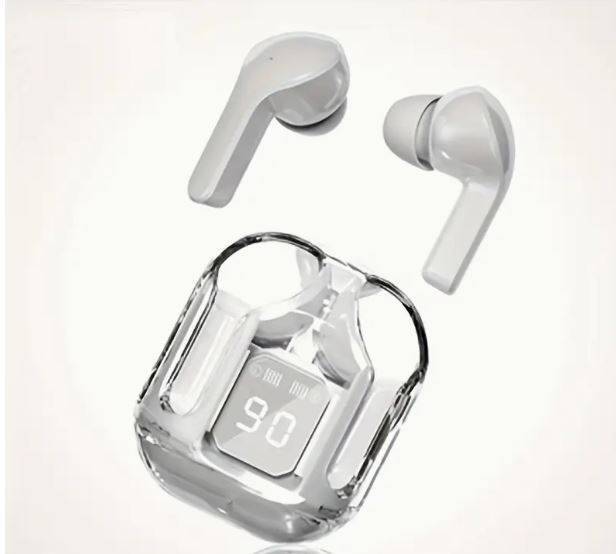 WHITE Wireless Earbuds with LED Digital Display