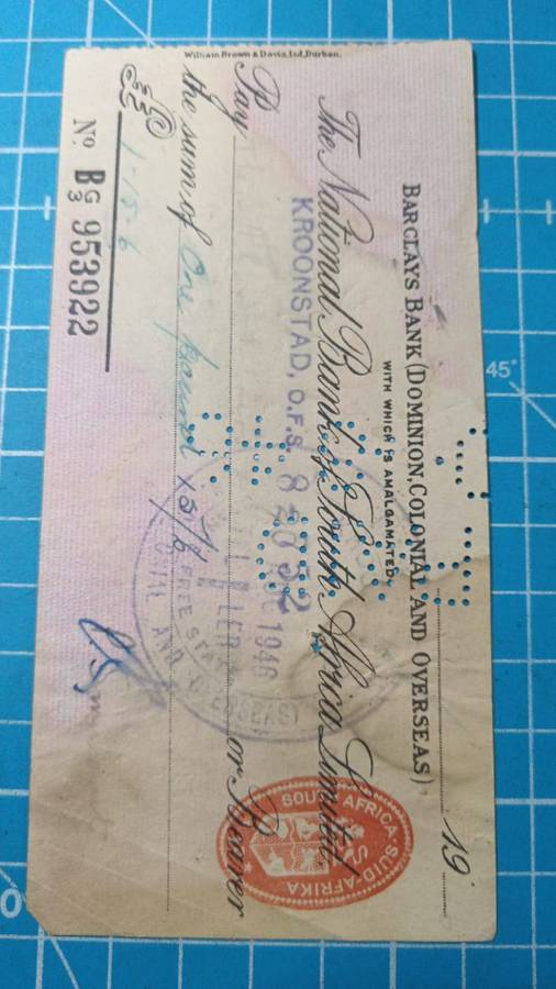 National bank 1946 cheque - R1 start!!!!!