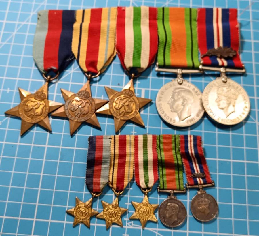 Full Size plus Miniature World War Two British Issue Set with Oak Leaf