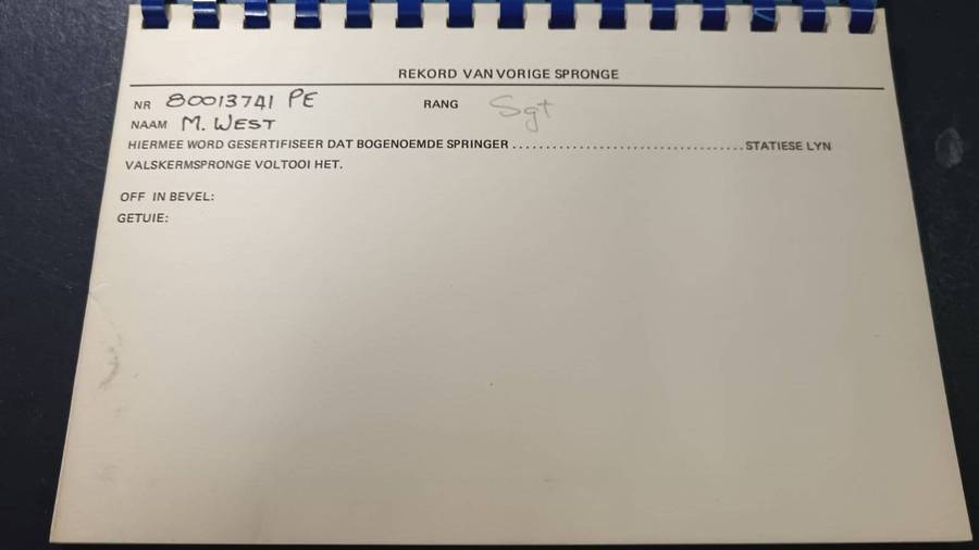 Special Forces Super Soldier - Mike West ( SAS and Recce ) Staticline Parachute Logbook