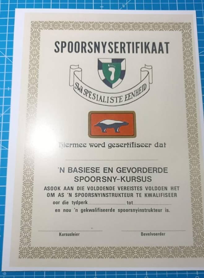SADF - Original Period SWA Tracker Qualification Certificate