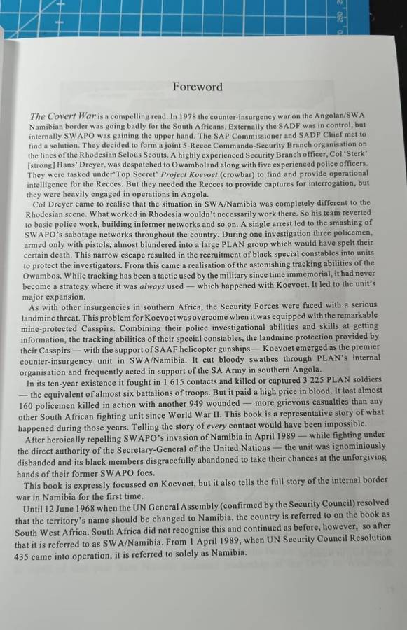 The Covert War: Koevoet Operations Namibia Hard-Cover