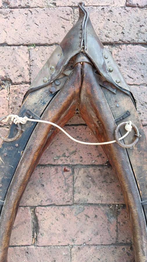 Horse Collar with Metal Elements Leather Yoke Ranch Decor Wall Hanging Antique