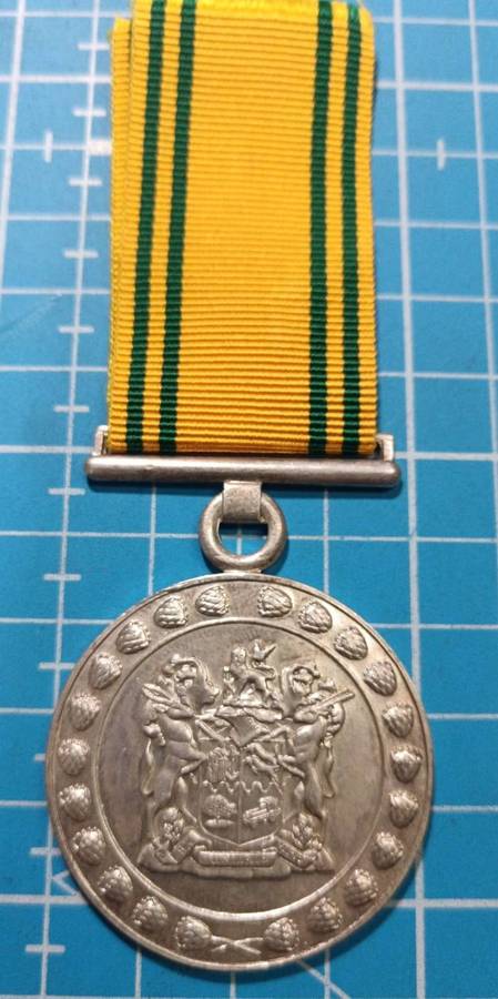 South African Prison Services Faithfull Service Medal in Sterling Silver:A/O Mosekiri