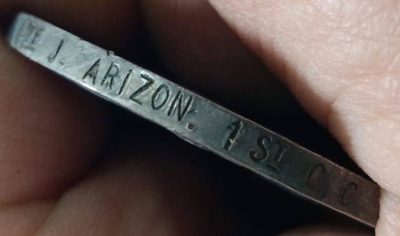 Full Size World War One War Medal in Silver :PTE J.Arizon 1st C.C