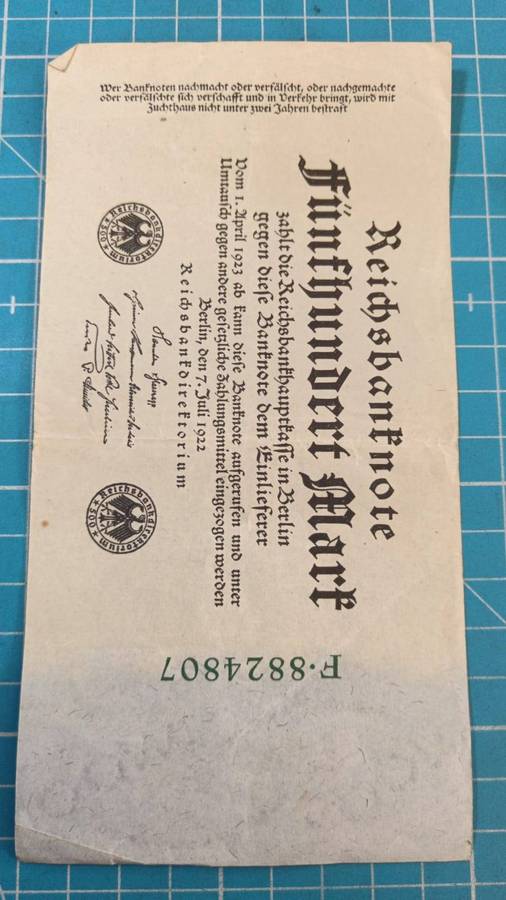 German 500000 mark note - R1 start!!!!!!!