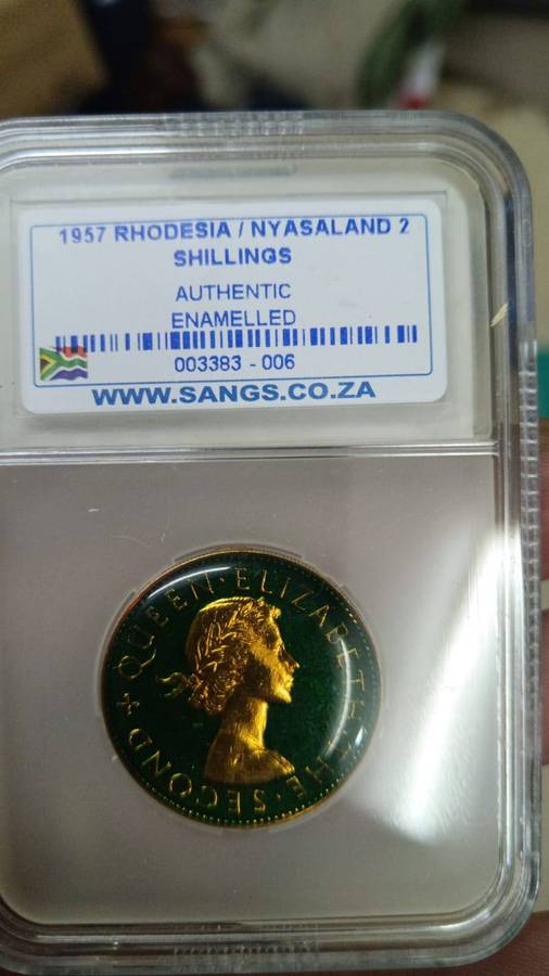 Enamelled rhodesia and nyasaland 2 shilling from 1957