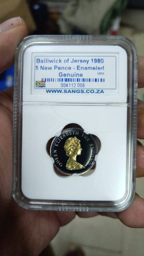 enamelled Balliwick of Jersey 1980 5 pence