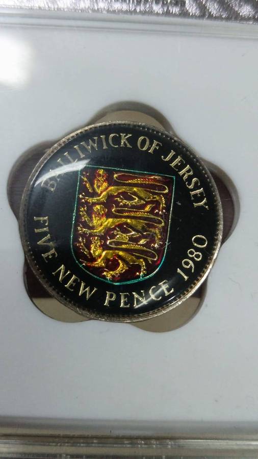 enamelled Balliwick of Jersey 1980 5 pence