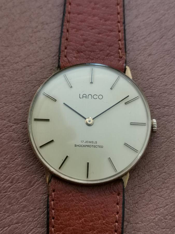 Vintage Lanco penny flat 17 jewels manual wind watch manual wind watch