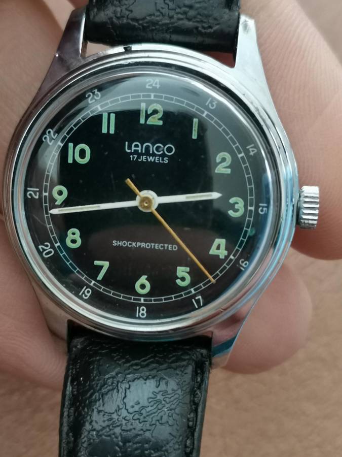 Vintage Lanco 17 jewels manual wind military style watch