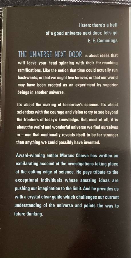 The Universe Next Door, by Marcus Chown. Hardcover, V Good condition.