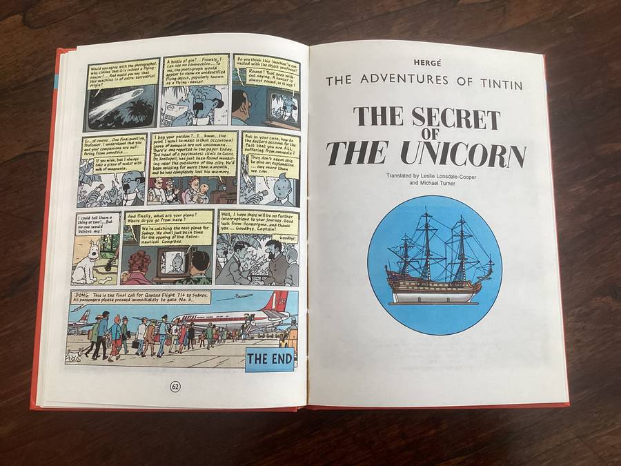 The Adventures of TINTIN (3 titles in one hardcover book). Excellent clean and fresh condition.
