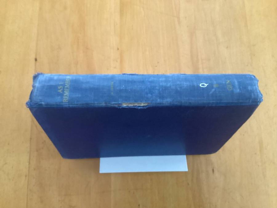 AS I REMEMBER. Hardcover 1937, by A Genthe (Arnold).