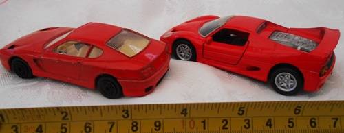 Burago red Ferrari456 GT 1:43 scale and Maisto Red Ferrari F50 1:39 two die-cast models