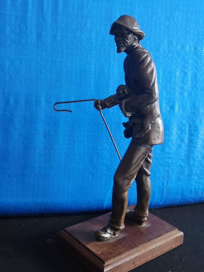 Old Man with sheep figurine Spelter