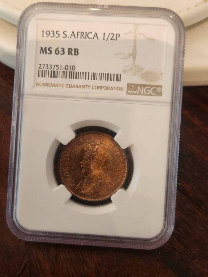 1935 UNION HALF PENNY MS 63 RB