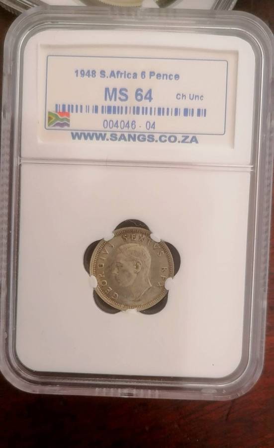 1948 UNION SIXPENCE MS 64