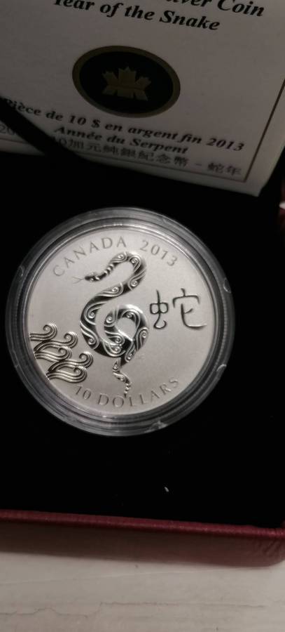 2010 CANADIAN SILVER  PROOF 8 DOLLAR   YEAR OF THE SNAKE COIN