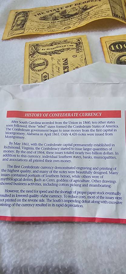 6 X OLD NOTES- UNIQUE REPLICAS OF THE ORIGINAL CURRENCY(1800's)