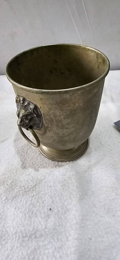 VINTAGE EPNS TALISMAN LION HEAD HANDLES VASE/WINE COOLER