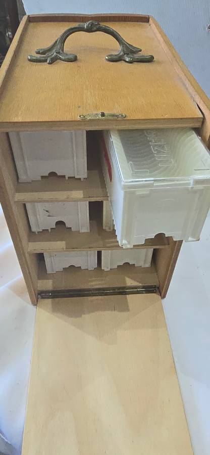 3 LAYERWOODEN BOX FOR SLIDES WITH SLIDE HOLDER(REMOVABLE)