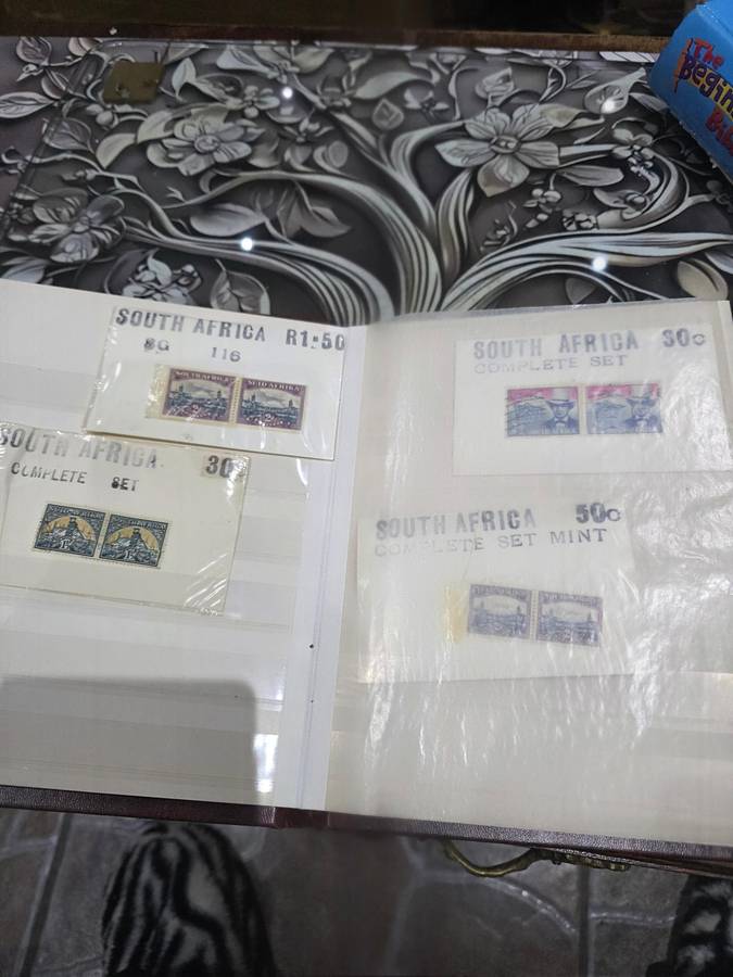 COMPLETE MINT SET OF 9 SA STAMPS PLUS EXTRAS WITH ALBUM