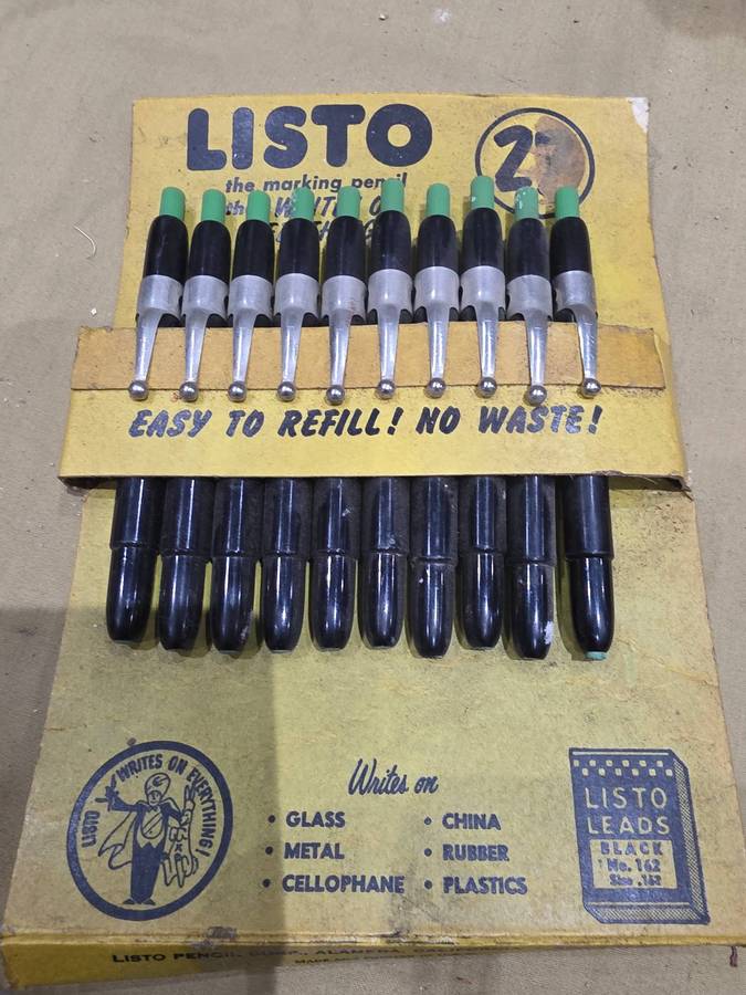 PACK OF TEN LISTO MARKING PENCILS(WRITES ON EVERYTHING)UNUSED
