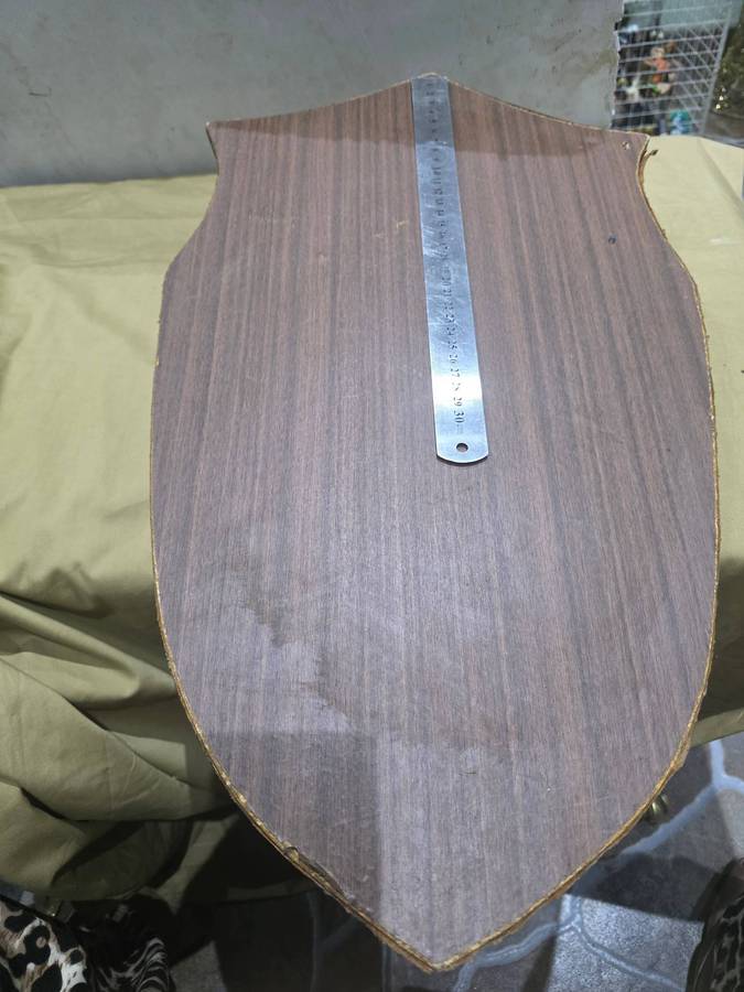 MEDIEVAL KNIGHT OF HONOR(BRASS/COPPER) MOUNTED ON A LEATHER SHIELD BASE