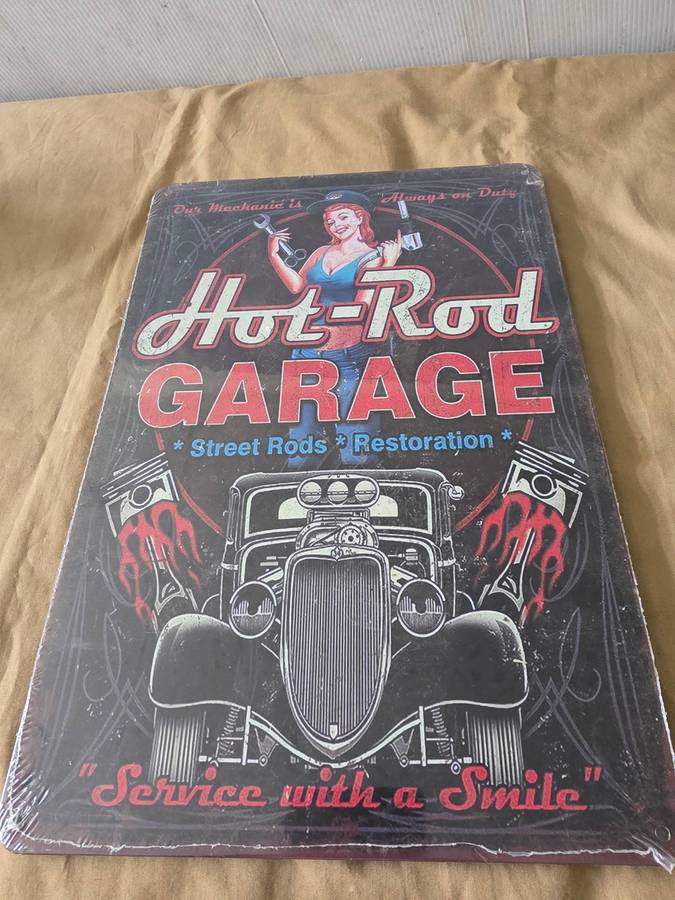 HOT ROD GARAGE METAL SIGN (30 X 20CM)