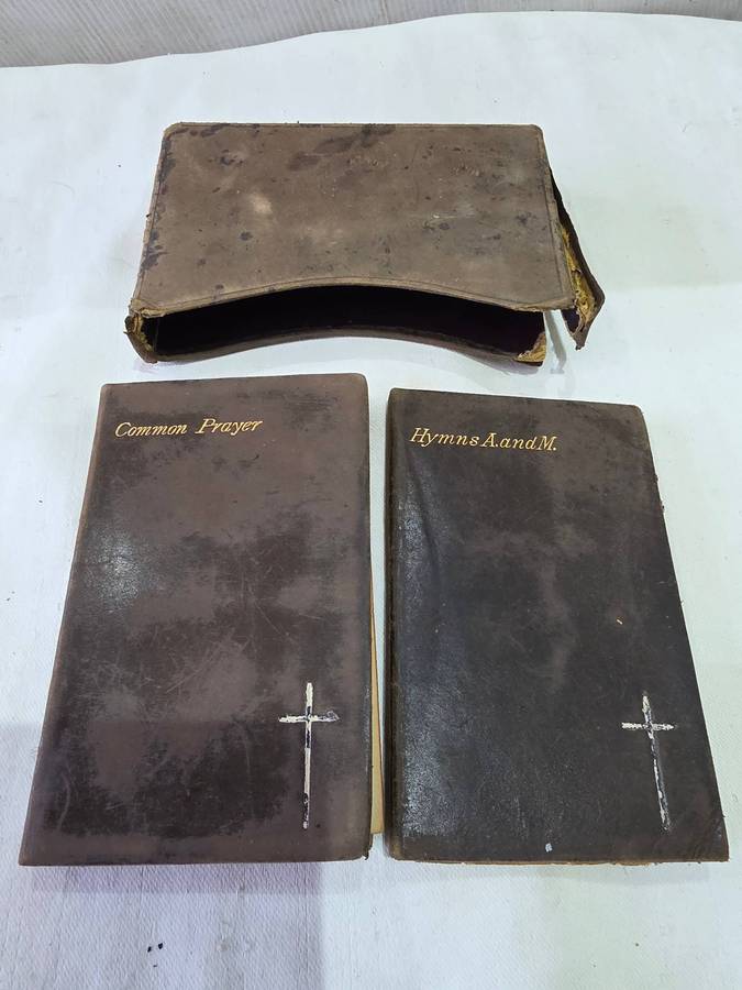 VERY OLD LEATHER BOUND(GOLD LEAF) SET OF TWO COMMON PRAYER AND HYMNS BOOK FROM THE CHURCH OF ENGLAND