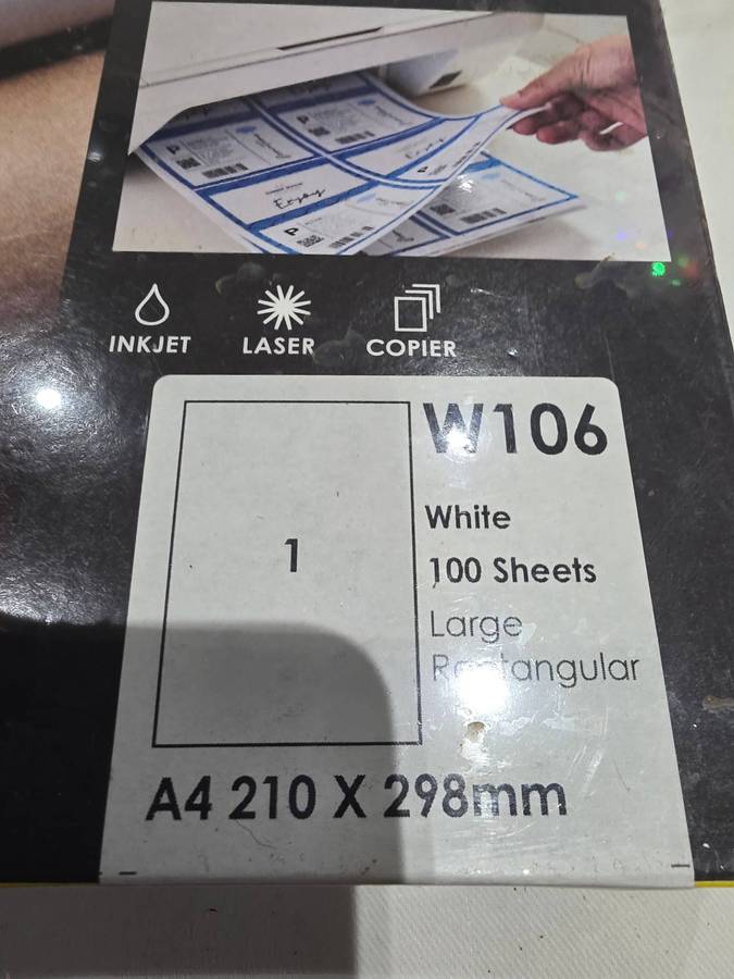 100 SHEETS A4 LARGE RECTANGULAR LABELS(210 X 298MM)