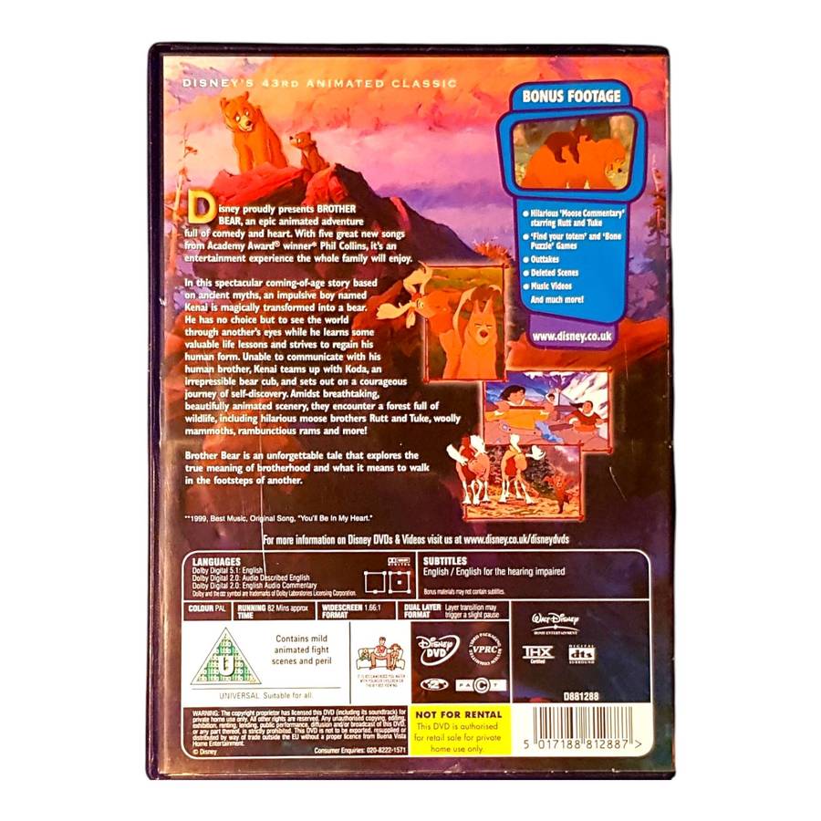 Walt Disney Classics - Brother Bear DVD - Region 2 PAL - Good Condition