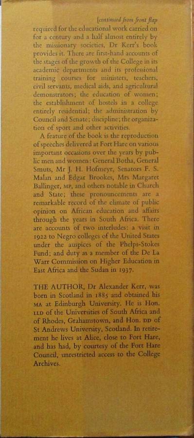Fort Hare 1915-48 the Evolution of an African College