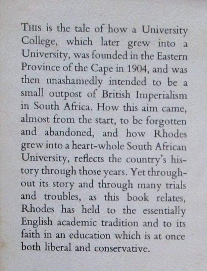 Rhodes University 1904-1970 a Chronicle