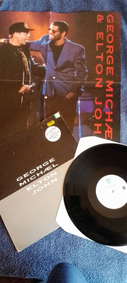 Last Christmas George Michael Elton John Don't Let The Sun 12inch + bonus poster