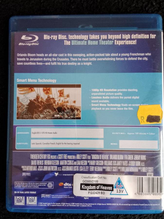 Kingdom Of Heaven blu-ray (Orlando Bloom)