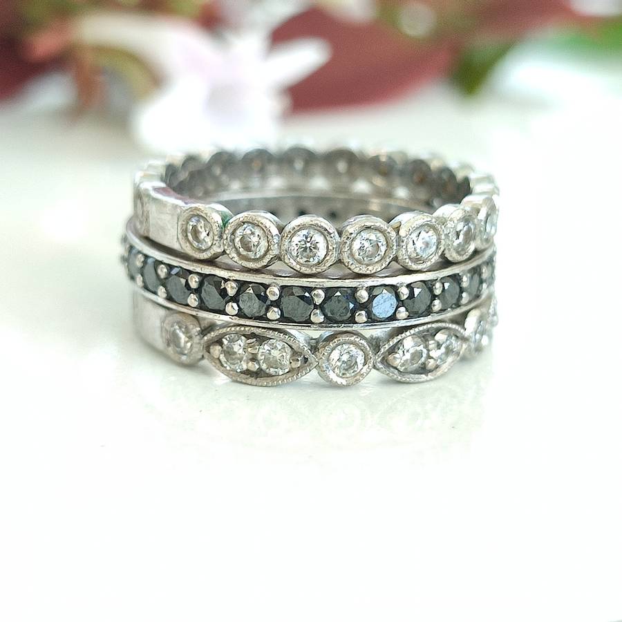 White Gold Diamonds Stack Rings #vc004