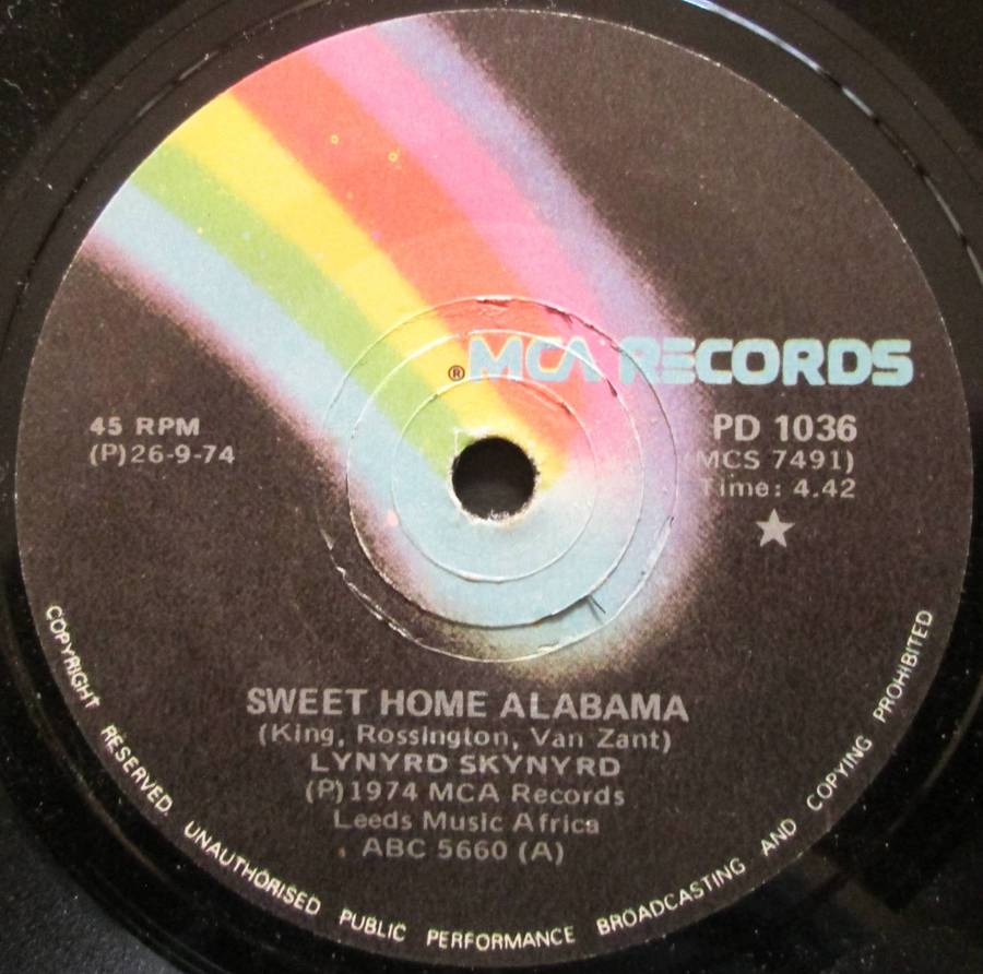 LYNYRD SKYNYRD - SWEET HOME ALABAMA / WORKIN FOR MCA (7 SINGLE/VINYL)