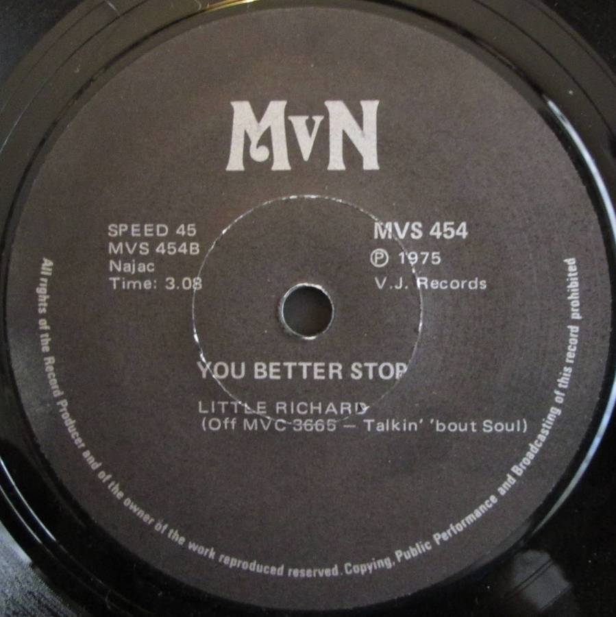 LITTLE RICHARD - MY WHEELS ARE SLIPPIN / YOU BETTER STOP(7 SINGLE/VINYL)